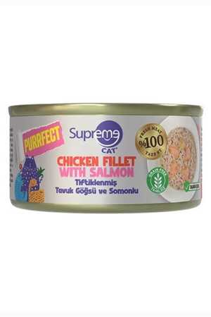 SUPREME - Supreme Purrfect Tiftiklenmiş Tavuk Göğsü ve Somonlu Yetişkin Kedi Konservesi 70gr
