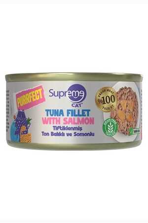 SUPREME - Supreme Purrfect Tiftiklenmiş Ton Balıklı ve Somonlu Yetişkin Kedi Konservesi 70gr