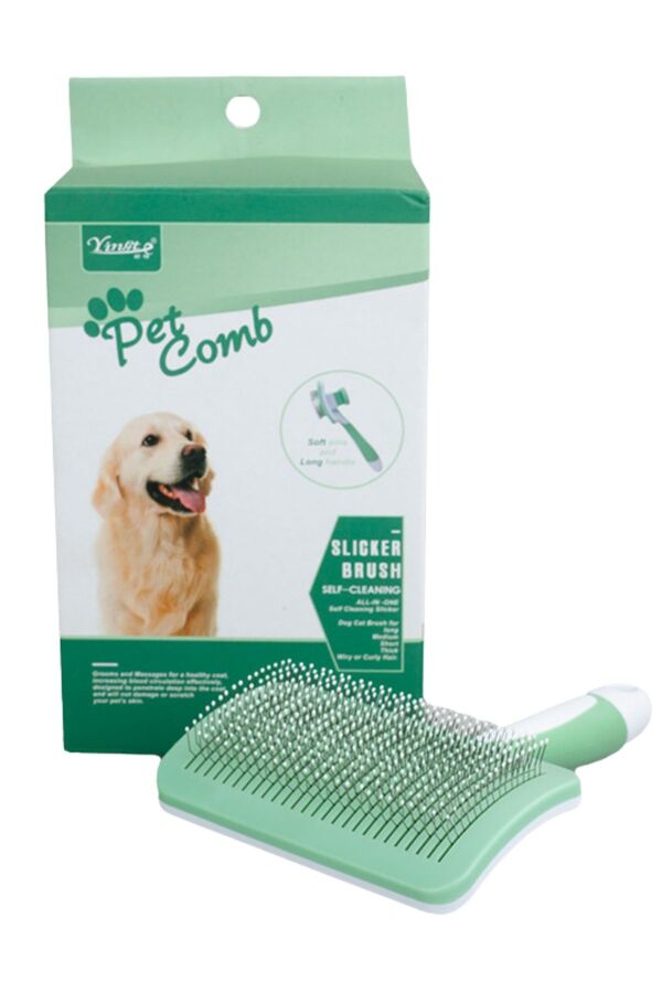 Sustalı Tel Uçlu Kedi Köpek Fırçası Medium Yeşil