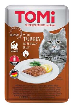 TOMI - Tomi Hindi ve Ispanaklı Tahılsız Pouch Yetişkin Kedi Konservesi 100gr