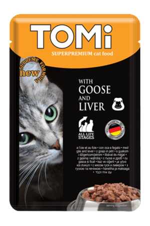 TOMI - Tomi Kaz ve Ciğerli Pouch Kedi Konservesi 100gr