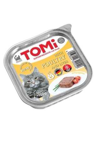 TOMI - Tomi Kümes Hayvanlı ve Ciğerli Alüminyum Pate Kedi Konservesi 100gr