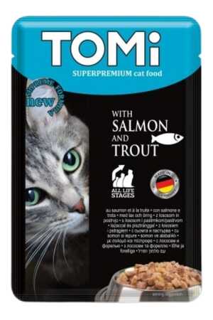 TOMI - Tomi Somonlu ve Alabalıklı Pouch Kedi Konservesi 100gr