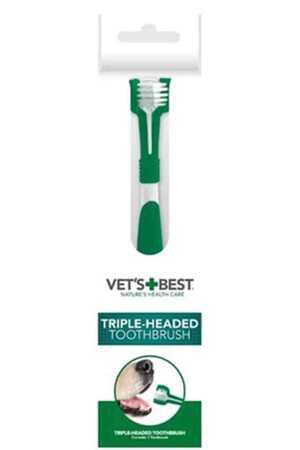 VETS BEST - Vets Best Köpekler için Üç Başlı Diş Fırçası 17,5cm VETS BEST - Vets Best Köpekler için Üç Başlı Diş Fırçası 17,5cm