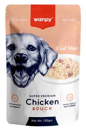 WANPY - Wanpy Pouch Tavuk ve Ördek Köpek Konservesi 100gr
