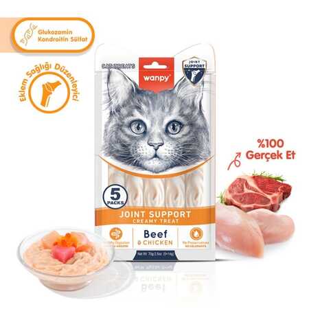 Wanpy Bone Support Sığır Eti ve Tavuklu Kedi Ödülü 5x14 Gr - Thumbnail