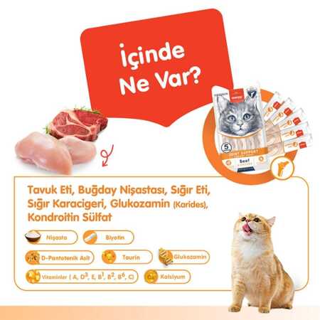 Wanpy Bone Support Sığır Eti ve Tavuklu Kedi Ödülü 5x14 Gr - Thumbnail