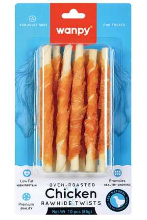 WANPY - Wanpy Deri Üzerine Tavuk Sargılı Burgu Köpek Ödül Çubuğu 85gr WANPY - Wanpy Deri Üzerine Tavuk Sargılı Burgu Köpek Ödül Çubuğu 85gr