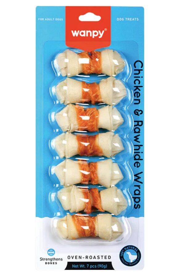 Wanpy Deri Üzerine Tavuk Sarılı Köpek Ödül Kemiği 90gr