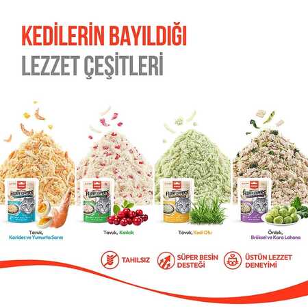 Wanpy Dondurularak Kurutulmuş Fluffy Toppers Ördek Brüksel ve Kara Lahanalı Kedi Ödül Maması 30gr - Thumbnail