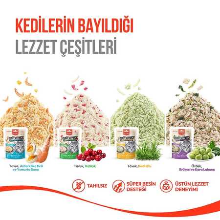 Wanpy Dondurularak Kurutulmuş Fluffy Toppers Tavuklu ve Kızılcıklı Kedi Ödül Maması 30gr - Thumbnail