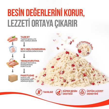 Wanpy Dondurularak Kurutulmuş Fluffy Toppers Tavuklu ve Kızılcıklı Kedi Ödül Maması 30gr - Thumbnail