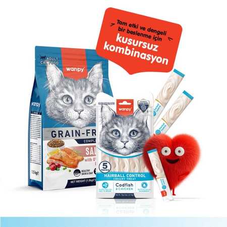 Wanpy Hairball Control Morina Balığı ve Tavuklu Krema Kedi Ödülü 5x14 Gr - Thumbnail