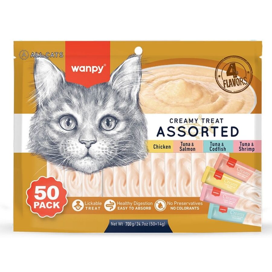 Wanpy Karışık 4 Lezzetli Krema Kedi Ödülü 50x14gr
