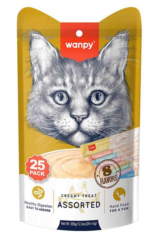 Wanpy Karışık 8 Lezzetli Krema Kedi Ödülü 25*14gr Wanpy Karışık 8 Lezzetli Krema Kedi Ödülü 25*14gr