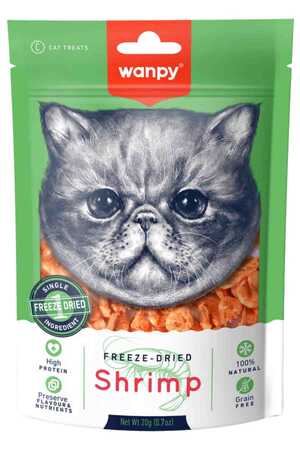 WANPY - Wanpy Dondurularak Kurutulmuş Karides Kedi Ödül Maması 20gr WANPY - Wanpy Dondurularak Kurutulmuş Karides Kedi Ödül Maması 20gr