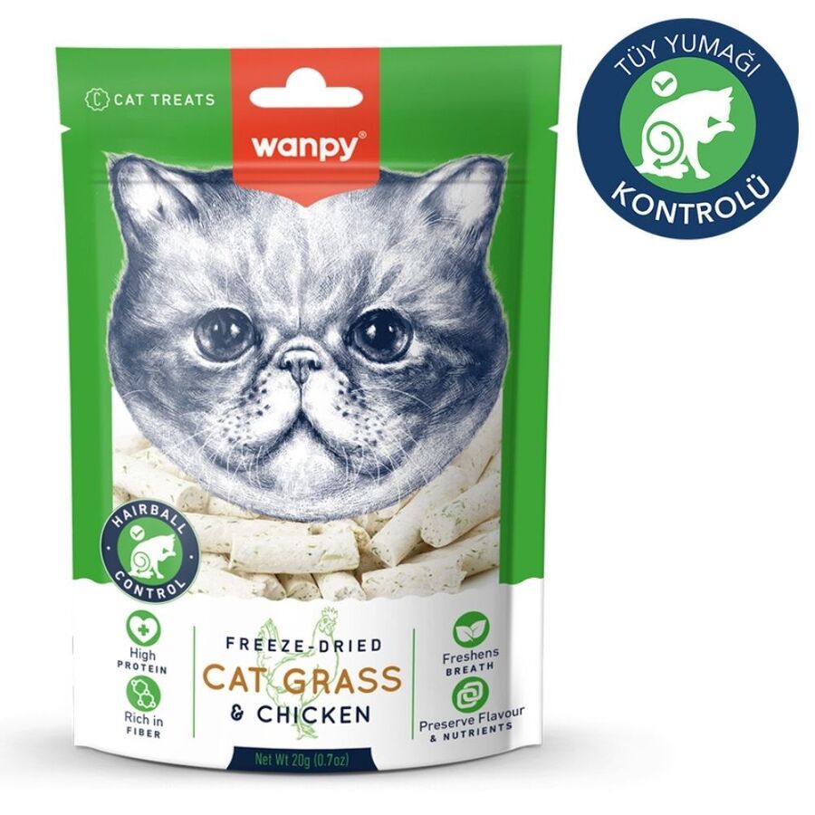 Wanpy Kedi Dondurulmuş Kedi Çimi ve Tavuklu Kedi Ödülü 20gr