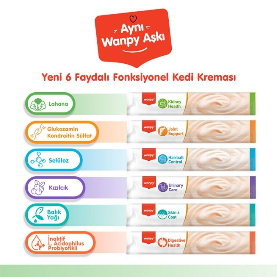 Wanpy Kidney Health Tavuklu ve Sebzeli Krema Kedi Ödülü 5x14 Gr Wanpy Kidney Health Tavuklu ve Sebzeli Krema Kedi Ödülü 5x14 Gr