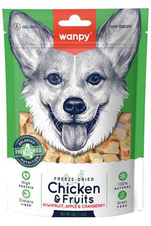 WANPY - Wanpy Dondurularak Kurutulmuş Tavuk ve Meyveli Köpek Ödülü 40gr WANPY - Wanpy Dondurularak Kurutulmuş Tavuk ve Meyveli Köpek Ödülü 40gr