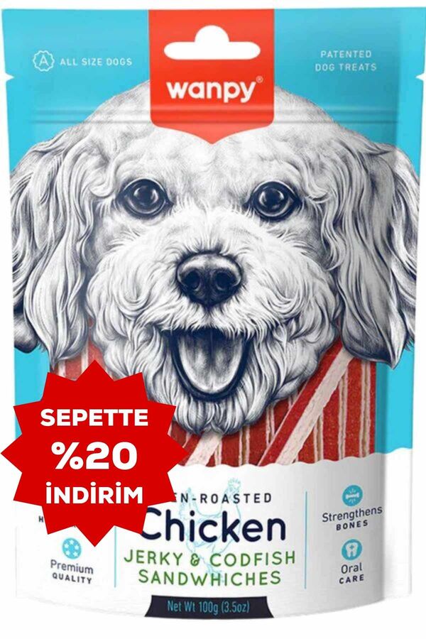 Wanpy Oven Roasted Tavuklu Morina Balıklı Sandviç Köpek Ödülü 100gr