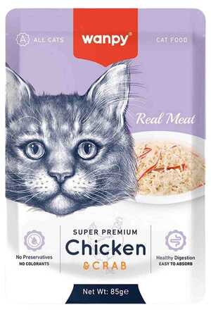 WANPY - Wanpy Pouch Tavuklu ve Yengeçli Kedi Konservesi 85gr WANPY - Wanpy Pouch Tavuklu ve Yengeçli Kedi Konservesi 85gr