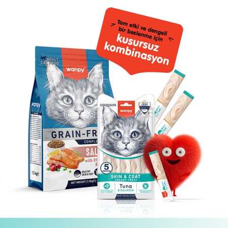 Wanpy Skin&Coat Ton Balığı ve Somonlu Krema Kedi Ödülü 5x14 Gr - Thumbnail