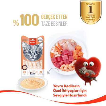 Wanpy Somonlu Yavru Kedi Krema Ödülü 5×14gr - Thumbnail