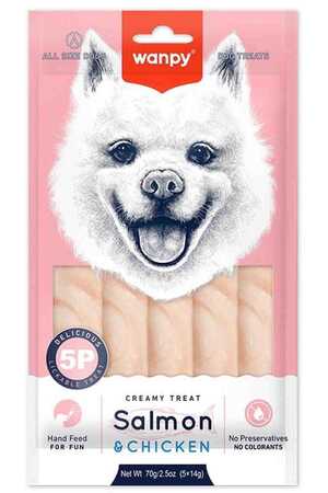 WANPY - Wanpy Somonlu ve Tavuklu Krema Köpek Ödülü 5x14gr WANPY - Wanpy Somonlu ve Tavuklu Krema Köpek Ödülü 5x14gr