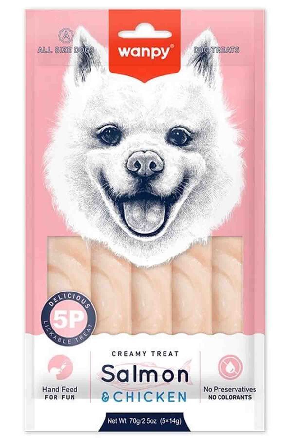 Wanpy Somonlu ve Tavuklu Krema Köpek Ödülü 5x14gr