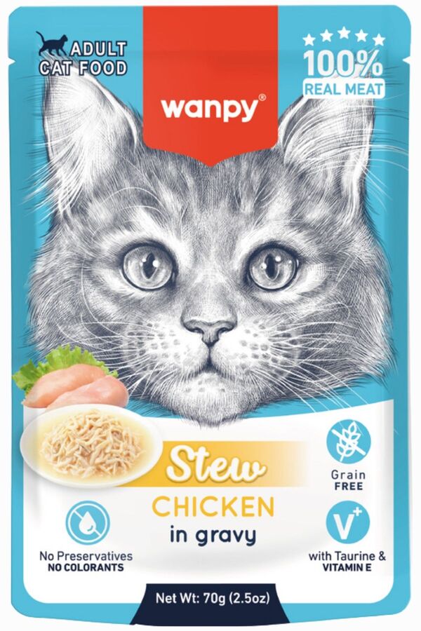 Wanpy Stew Sos İçinde Tavuklu Yetişkin Kedi Konservesi 70 Gr
