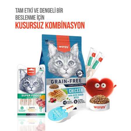 Wanpy Superfood Kuzulu Pancar ve Zerdeçallı Krema Kedi Ödülü 5×14gr - Thumbnail