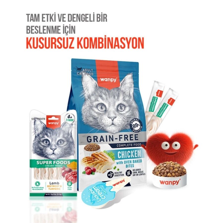 Wanpy Superfood Kuzulu Pancar ve Zerdeçallı Krema Kedi Ödülü 5×14gr