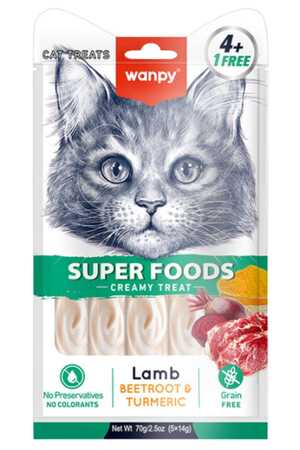 Wanpy Superfood Kuzulu Pancar ve Zerdeçallı Krema Kedi Ödülü 5×14gr - Thumbnail
