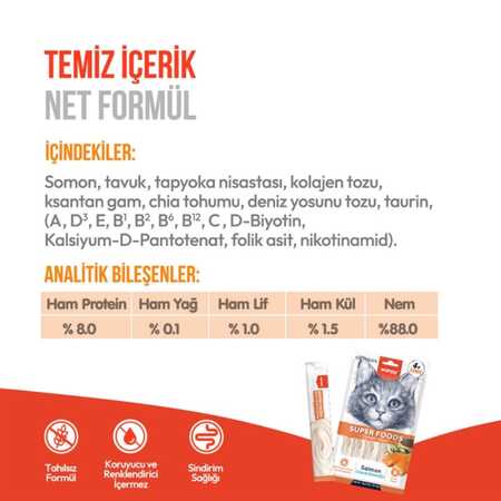 Wanpy Superfood Somonlu Chia ve Deniz Yosunlu Krema Kedi Ödülü 5×14gr - Thumbnail