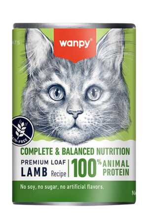 Wanpy Tahılsız %100 Gerçek Et Kuzulu Yetişkin Kedi Konservesi 375gr