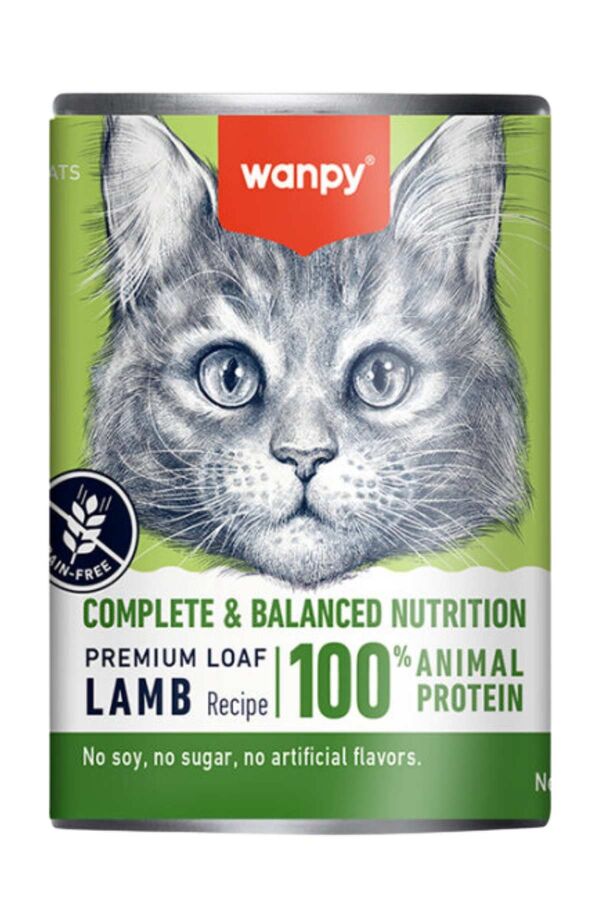 Wanpy Tahılsız %100 Gerçek Et Kuzulu Yetişkin Kedi Konservesi 375gr - 1