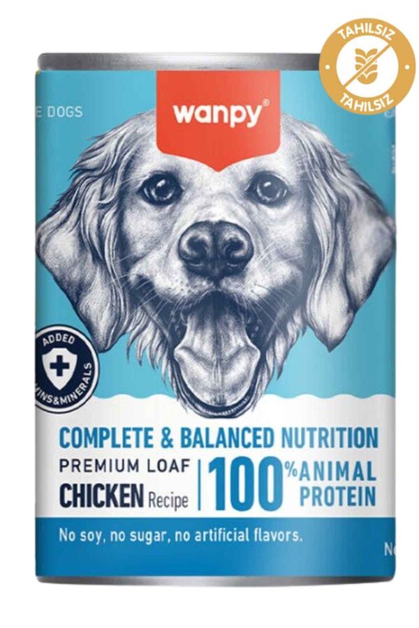 Wanpy Tahılsız Gerçek Etli Tavuklu Yetişkin Köpek Konservesi 375gr
