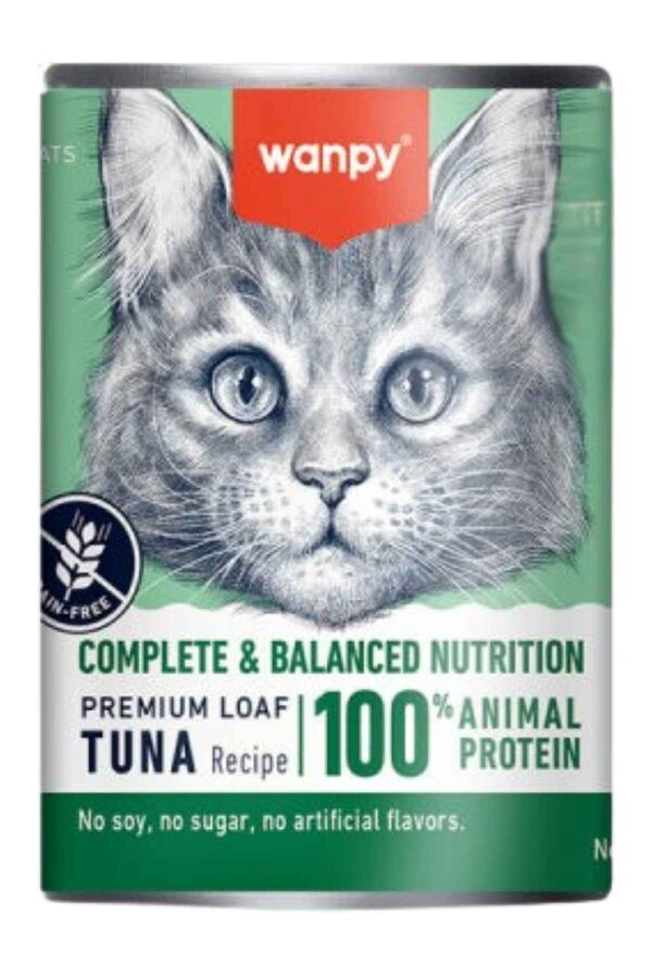 Wanpy Tahılsız %100 Gerçek Et Ton Balıklı Yetişkin Kedi Konserve 375gr - 1