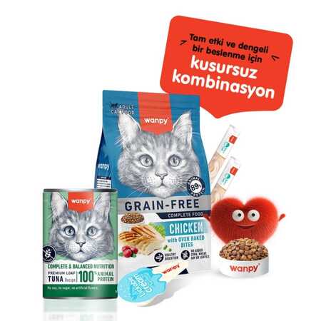 Wanpy Tahılsız %100 Gerçek Et Ton Balıklı Yetişkin Kedi Konserve 375gr - 4