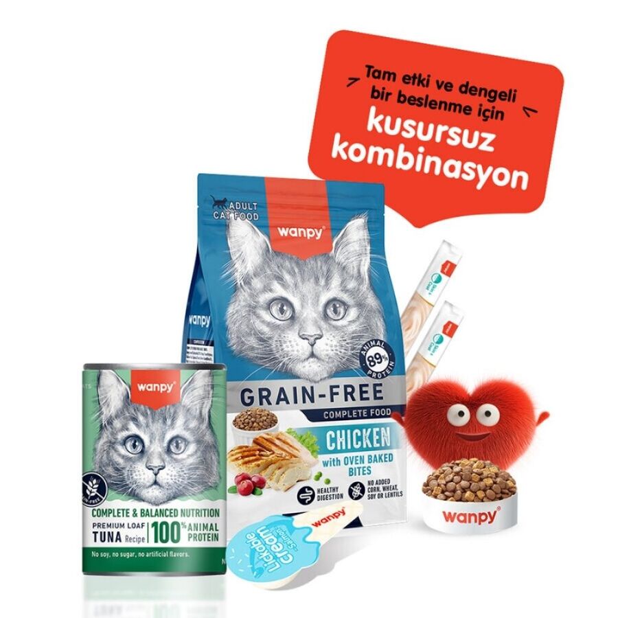 Wanpy Tahılsız %100 Gerçek Et Ton Balıklı Yetişkin Kedi Konserve 375gr - 4