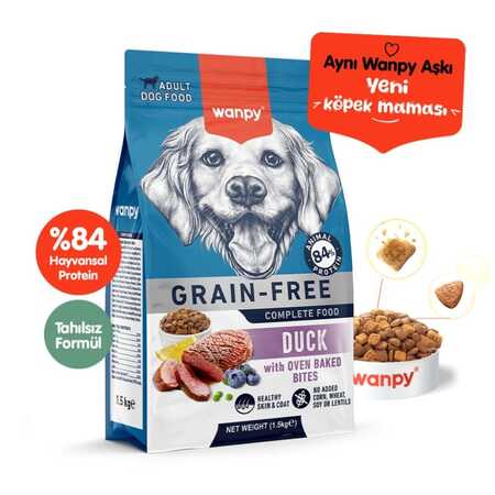 Wanpy Tahılsız Ördekli Yetişkin Köpek Maması 1,5 kg - Thumbnail