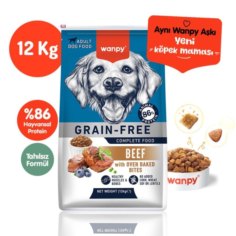 Wanpy Tahılsız Sığır Etli Yetişkin Köpek Maması 12kg - 1