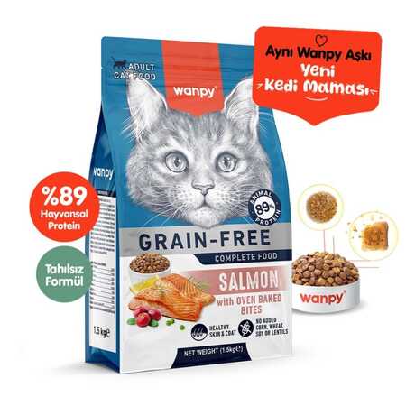 Wanpy Tahılsız Somonlu Yetişkin Kedi Maması 1,5 kg - Thumbnail