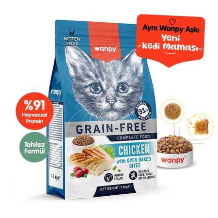 WANPY - Wanpy Tahılsız Tavuklu Yavru Kedi Maması 1,5 kg WANPY - Wanpy Tahılsız Tavuklu Yavru Kedi Maması 1,5 kg
