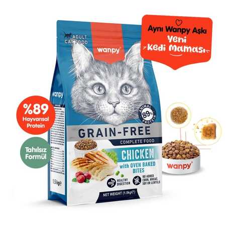 Wanpy Tahılsız Tavuklu Yetişkin Kedi Maması 1,5 kg - Thumbnail