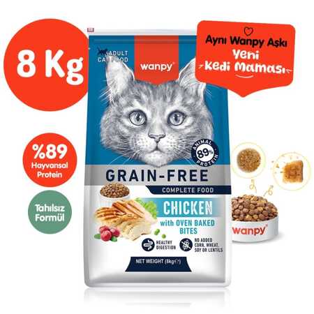 WANPY - Wanpy Tahılsız Tavuklu Yetişkin Kedi Maması 8kg