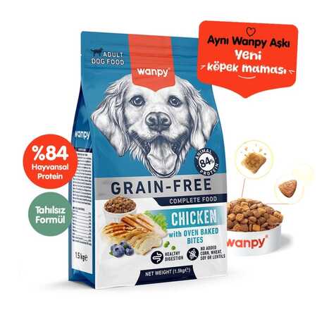Wanpy Tahılsız Tavuklu Yetişkin Köpek Maması 1,5 kg - Thumbnail