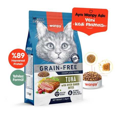 Wanpy Tahılsız Ton Balıklı Yetişkin Kedi Maması 1,5 kg - Thumbnail