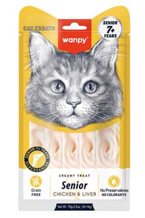 Wanpy Tavuklu ve Ciğerli 7+ Yaş Kedi Krema Ödülü 5×14gr - Thumbnail