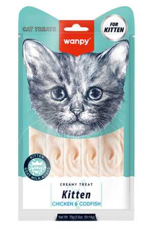 Wanpy Tavuklu ve Morinalı Yavru Kedi Krema Ödülü 5×14gr - Thumbnail